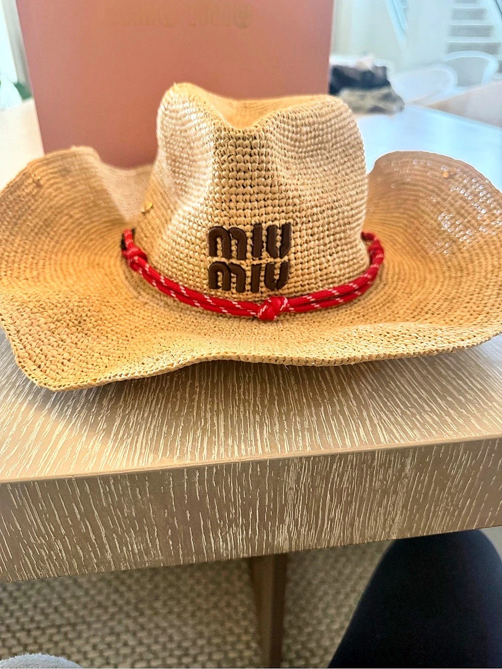 Miu Raffia Raffia Cowboy Hat NWT - Picture 5 of 9